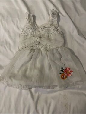 Little Lass white floral ruffle dress size 18 months
